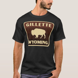 T-shirt Gillette Wyoming Retro Buffalo Badge Brown