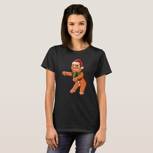 T-shirt Ginger Bread with Christmashat Floss Dance on Chri (Devant entier)
