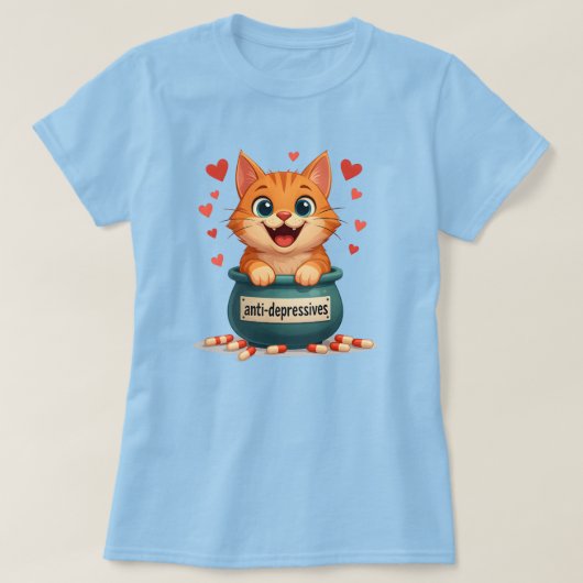 T-shirt Ginger cat, red colored cat  (Design devant)