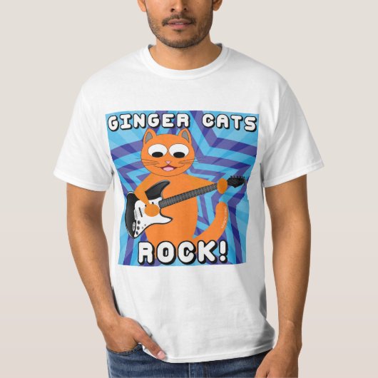 T-shirt Ginger Cats Rock ! Chemise T Chat Guitare (Devant)