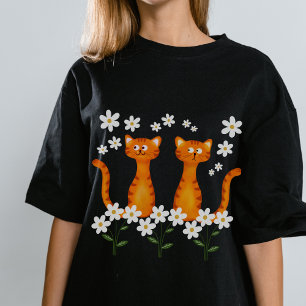 T-shirt Ginger Floral Orange Chat Énergie