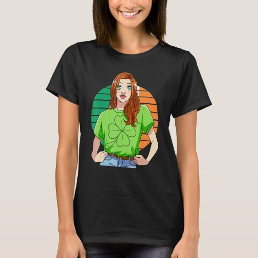 T-shirt Ginger Girl Leprechaun Jour de la Saint Patrick C  (Devant)