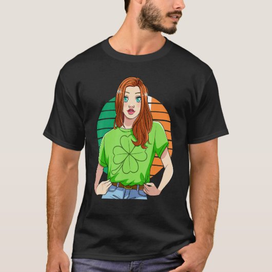 T-shirt Ginger Girl Leprechaun Jour de la Saint Patrick C (Devant)