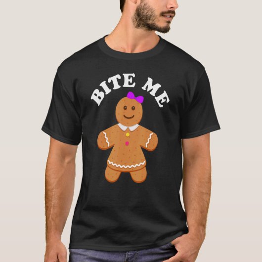 T-shirt Gingerbread Cookie Bite Me Sarcastique Pun Adulte (Devant)