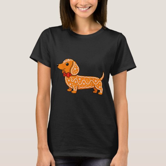 T-shirt Gingerbread Dachshund Christmas Cute Weiner Dog (Devant)