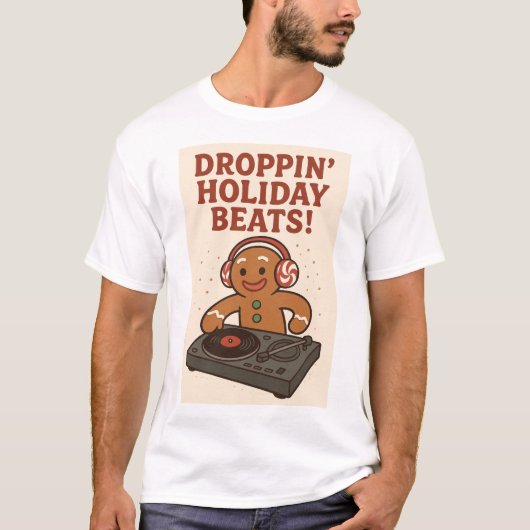 T-shirt Gingerbread DJ – Droppin’ Holiday Beats (Devant)