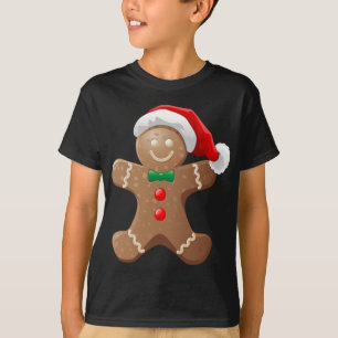 T-shirt Gingerbread Homme Cookie avec le Père Noël Casquet
