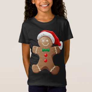 T-Shirt Gingerbread Homme Cookie avec le Père Noël Casquet
