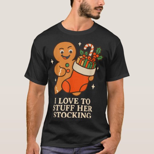 T-shirt Gingerbread I Love To Stuff Her Stock Jingle His B (Devant)