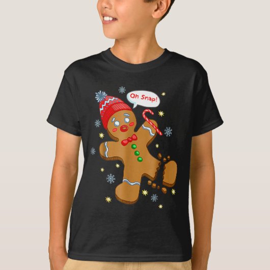 T-shirt Gingerbread Man Cookie Ugly Sweater Oh Snap Christ (Devant)