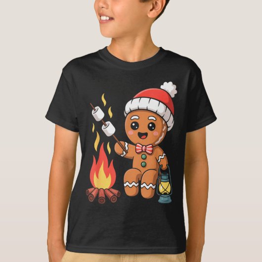 T-shirt Gingerbread Marshmallow Roaster Camng Christmas  (Devant)