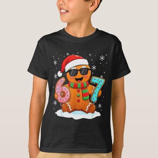 T-shirt Gingerbread Six Seven Bruh Funny Christmas Meme Si (Devant)