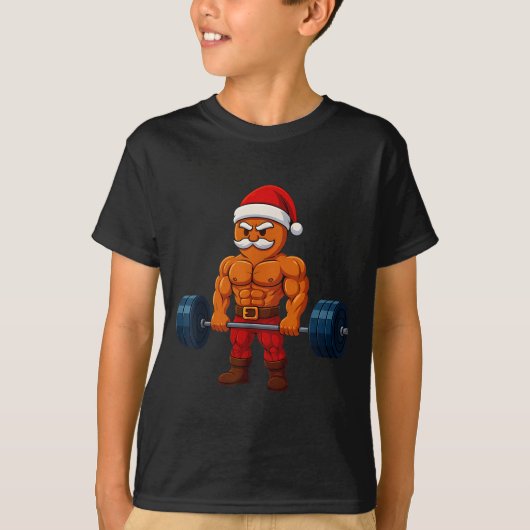 T-shirt Gingerbread Weightlifting Fitness Gym Workout Chri (Devant)