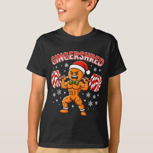 T-shirt Gingershred Funny Gingerbread Man Gym Bodybuilding (Devant)