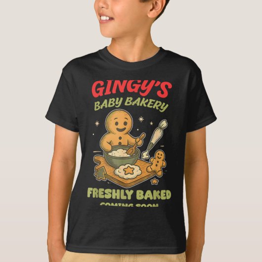 T-shirt Gingy's Baby Bakery Freshly Baked Coming Soon Chri (Devant)