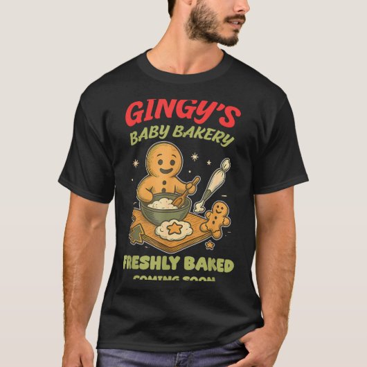 T-shirt Gingy's Baby Bakery Freshly Baked Coming Soon Chri (Devant)