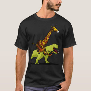 T-shirt Girafe à cheval sur TRex Dinosaure