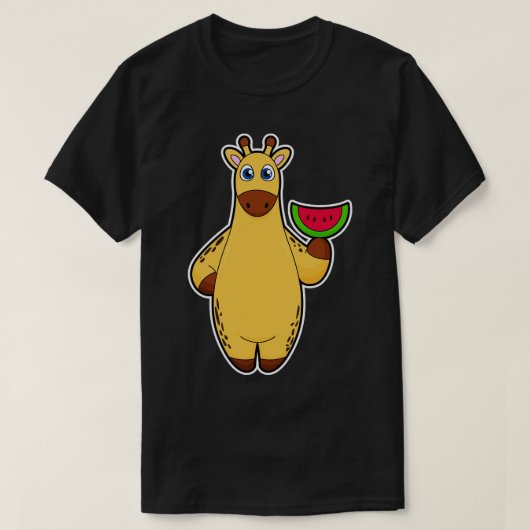 T-shirt Girafe à Manger avec de la pastèque (Design devant)