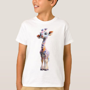 T-shirt Girafe Arc-en-Ciel Aquarelle Psychedélique Enfants