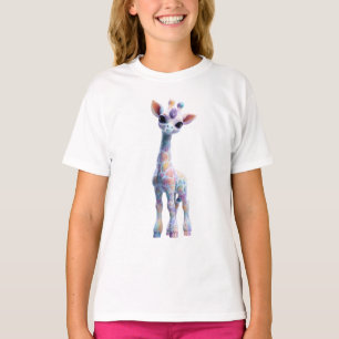 T-shirt Girafe Arc-en-Ciel au Pastel Magique pour Enfants