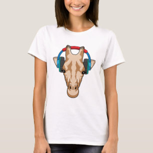 T-shirt Girafe at Music with Headphone