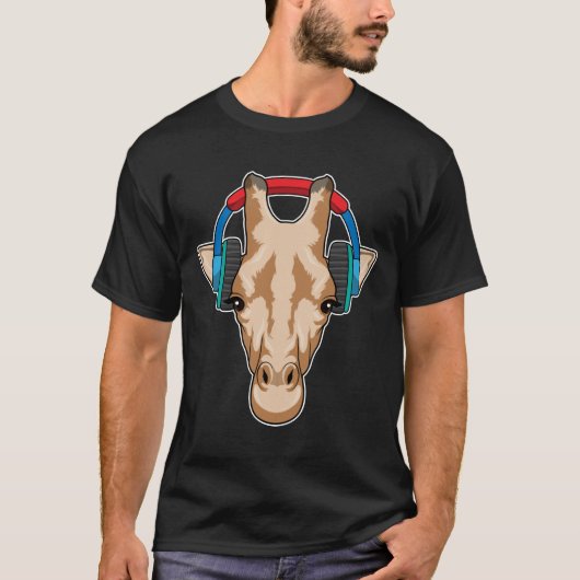 T-shirt Girafe at Music with Headphone (Devant)