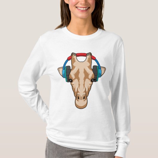 T-shirt Girafe at Music with Headphone (Devant)