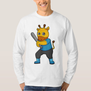 T-shirt Girafe au baseball avec batte de baseball