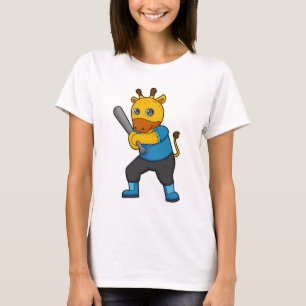 T-shirt Girafe au baseball avec batte de baseball