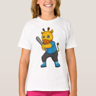 T-shirt Girafe au baseball avec batte de baseball