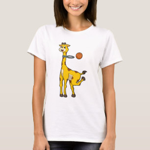 T-shirt Girafe au basket-ball avec cerceau de basket-ball