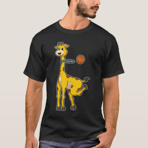 T-shirt Girafe au basket-ball avec cerceau de basket-ball