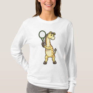T-shirt Girafe au Tennis avec raquette de tennis