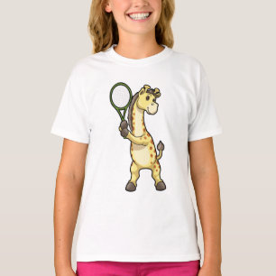 T-shirt Girafe au Tennis avec raquette de tennis
