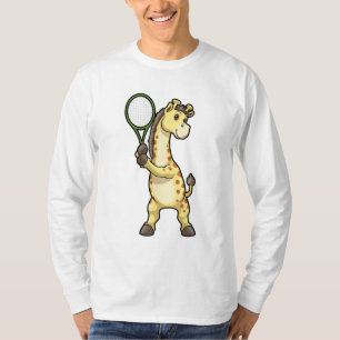 T-shirt Girafe au Tennis avec raquette de tennis