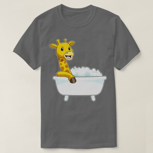 T-shirt Girafe Avec Baignoire En Mousse (Design devant)
