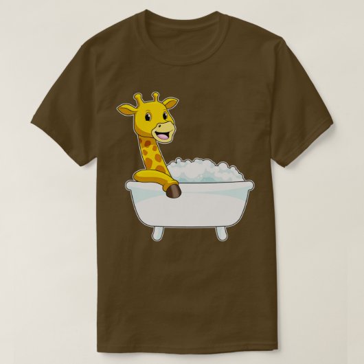 T-shirt Girafe Avec Baignoire En Mousse (Design devant)