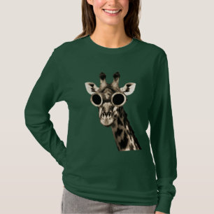 T-shirt Girafe avec des lunettes de lunettes de soleil de