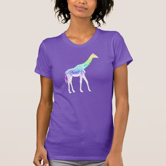 T-shirt Girafe avec des taches d'arc-en-ciel (Devant)