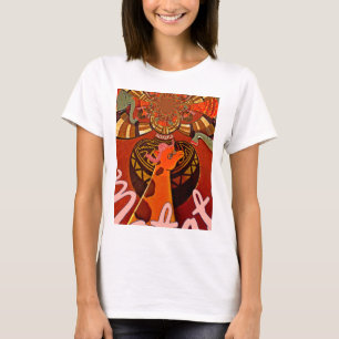 T-shirt Girafe avec deux queues de ponytail art