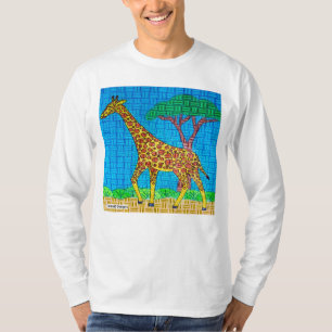 T-shirt Girafe (blanc) - Chemise homme à manches longues