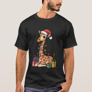 T-shirt Girafe Chapeau de Père Noël Design de Noël Drôle A