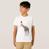 T-shirt Girafe de Noël avec chapeau de Noël (Devant entier)