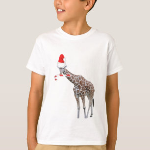 T-shirt Girafe de Noël avec chapeau de Noël