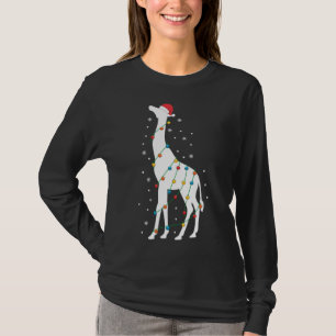 T-shirt Girafe de Noël Lumières de Noël Santa Hat Anima