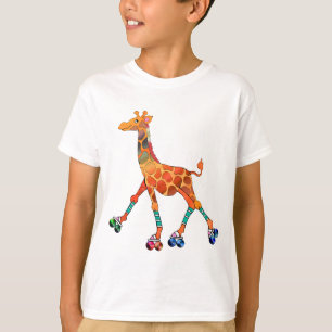 T-shirt Girafe de patinage de rouleau