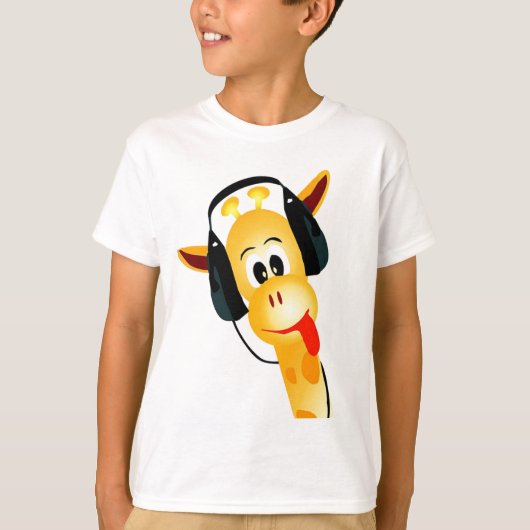 T-shirt girafe drôle avec casque (Devant)