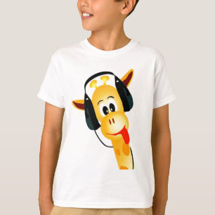 T-shirt girafe drôle avec des écouteurs
