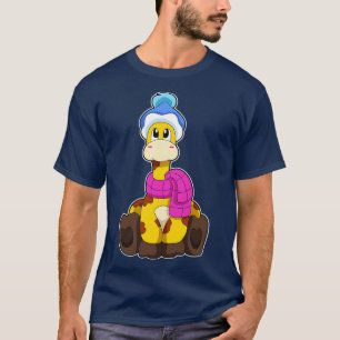 T-shirt Girafe en hiver avec Casquette d'Écharpe