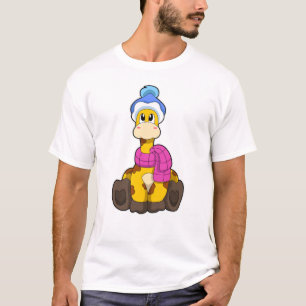 T-shirt Girafe en hiver avec Casquette et écorce